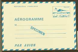 1977 1.60f Concorde SPECIMEN Aerogramme Special Printing For Cours D'Instruction (post Office Training Schools) Printed  - Altri & Non Classificati