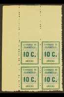 CHAMBER OF COMMERCE (AMIENS) 1909 10c Deep Green And Pale Blue, Yvert 1, A Superb Mint Corner Marginal BLOCK OF FOUR Wit - Andere & Zonder Classificatie