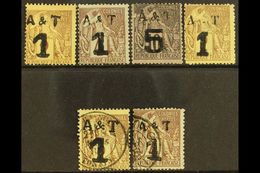 ANNAM & TONKIN 1888 MINT & USED Group On A Stock Card. Includes A & T  "1" On 2c Mint And Used, 1 On 4c Mint & Used & 5  - Altri & Non Classificati