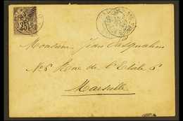 NEW CALEDONIA 1893 (14 Feb) Envelope To Marseilles Bearing 1892 Handstamped 25c Black On Rose (Yvert 29, SG 25) Tied By  - Sonstige & Ohne Zuordnung