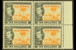 1938-46 10s Orange & Black, SG 161, Never Hinged Mint Marginal Block Of 4 (4) For More Images, Please Visit Http://www.s - Gambia (...-1964)