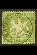 WURTTEMBERG 1861-62 6kr Deep Olive-green Perf 13½ On Thin Paper, SG 41 (Michel 18 Ya), Superb Used With Lovely 'socked-  - Altri & Non Classificati