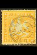 WURTTEMBERG 1865-67 18k Orange (Michel 34, SG 71), Used With Nice "Laupheim" Fully Dated Cds Cancel, Small Faults Not De - Altri & Non Classificati