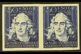 GENERALGOUVERNEMENT 1944 50g+50g Blue Culture Fund IMPERF, Michel 123 U, Never Hinged Mint Horizontal IMPERF PAIR, Fresh - Andere & Zonder Classificatie