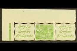 1949 Label+10pf+label Buildings Horizontal SE-TENANT STRIP, Michel W10, Superb Never Hinged Mint Top Left Corner Example - Other & Unclassified