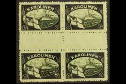 CAROLINE ISLANDS 1919 Black & White Mourning Label GUTTER BLOCK Of 4, Never Hinged Mint. Lovely Item For More Images, Pl - Altri & Non Classificati