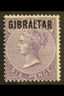 1886 6d Deep Lilac Overprinted, SG 6, Mint With Large Part Gum. For More Images, Please Visit Http://www.sandafayre.com/ - Gibraltar