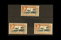 1938-51 2s Black & Brown Perforation Set, SG 128, 128a & 128b, Very Fine Mint (3 Stamps) For More Images, Please Visit H - Gibraltar