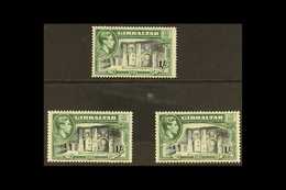 1938-51 Pictorial Definitive 1s Black & Green Perforation Set, SG 127, 127a & 127b, Very Fine Mint (3 Stamps) For More I - Gibraltar