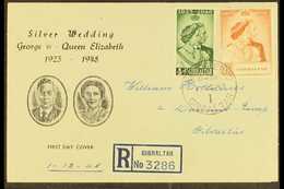 1948 Royal Silver Wedding Set On Registered & Illustrated FIRST DAY COVER, SG 134/5, Stamps Tied By Fine "REGISTERED / G - Gibraltar