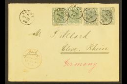 1896 (18 May) Cover Addressed To Germany, Bearing 1884-91 ½d Pair & 2d (x2) Stamps Tied By "Akuse" Cds's, With "Paid Liv - Goldküste (...-1957)
