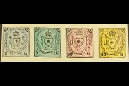 1861 HAND PAINTED STAMPS Unique Miniature Artworks Created By A French "Timbrophile" In 1861. MODENA Four Values Only Va - Ohne Zuordnung