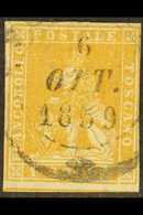 TUSCANY 1857 1s Bright Ochre, Wmk Vertical Lines, Sass 11a, Very Fine Used With Three Clear Margins, Just Touches Outer  - Non Classificati