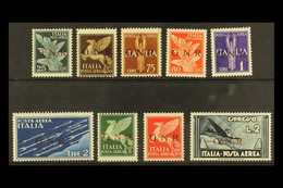 SOCIAL REPUBLIC AIRMAILS 1944 "G.N.R." Overprints, Complete Set Incl. 2L Express Stamp, Sassone 117/25, Mi 35 I/43 I, Mi - Unclassified