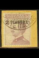 LEVANT -  OFFICES IN CONSTANTINOPLE 1908 2pi On 50c Violet, Sassone 5, Very Fine Used, Well-centered & Tied To Piece By  - Sonstige & Ohne Zuordnung