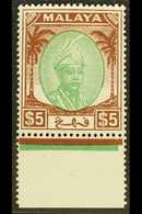 PAHANG 1950 $5 Green And Brown, SG 73, Fine Never Hinged Mint, With Sheet Margin. For More Images, Please Visit Http://w - Sonstige & Ohne Zuordnung