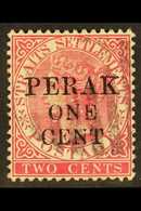 PERAK 1889-90 1c On 2c Bright Rose Surcharge Without Stop, SG 41, Fine Used, Fresh & Scarce. For More Images, Please Vis - Altri & Non Classificati