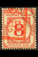 MALACCA\ 1942 8c Scarlet, Straits Settlements Postage Due, With Part "Malacca Chop", SG JD13, Superb Used. Rare Stamp, O - Altri & Non Classificati