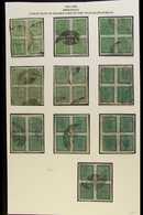 1917-30 4a Green (SG 41, Scott 17, Hellrigl 43), TEN BLOCKS OF FOUR Used With Telegraphic Cancels, Various Shades And Cl - Nepal