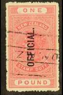 OFFICIALS 1908-9 £1 Rose Pink,, Overprinted "Official" Vertically, SG O72a, Very Fine Used. For More Images, Please Visi - Autres & Non Classés