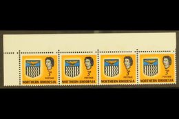 1963 3d Top Marginal, Horizontal Strip Of Four, Each Showing Missing Perf. Hole VARIETY Between Stamp And Margin, SG 78, - Rhodésie Du Nord (...-1963)