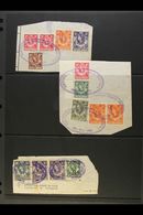 REVENUES 1955 Values Used On Piece, Includes All Values To 2s, Plus 5s & 10s In Various Combinations On Three Pieces, No - Northern Rhodesia (...-1963)