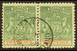 1895 2d Green & Red Perf 12½, SG 27, Fine Used Pair With Tati / Matabeleland Cds. Pretty Pair. For More Images, Please V - Sonstige & Ohne Zuordnung