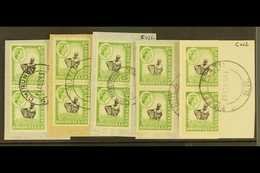 1959-62 ½d Coil Pairs, SG 18a, Very Fine Used On Piece With Clear 1963 Southern Rhodesia Cancels Incl. Chirundu, Gutu, C - Rhodesia & Nyasaland (1954-1963)