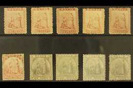 1862 Recess Printed 1d (5), 4d And 6d (4), SG 1/3,  Mint Or Unused, Some With Faults But Excellent For Plating. (10 Stam - St.Christopher-Nevis & Anguilla (...-1980)