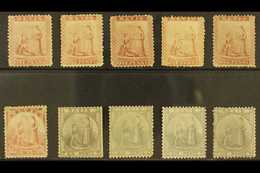 1862 Recess Printed 1d (5), 4d And 6d (4), SG 1/3,  Mint Or Unused, Some With Faults But Excellent For Plating. (10 Stam - St.Christopher-Nevis-Anguilla (...-1980)