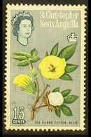 1963 15c Multicoloured, Sea Island Cotton, Var "wmk Inverted", SG 137w, Used. Fine Appearance But Thinned. RPS Cert. For - St.Kitts En Nevis ( 1983-...)