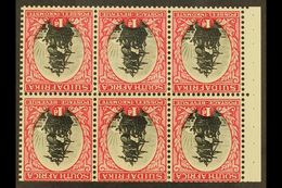 1930/1 1d Black & Carmine, Type I, Watermark Inverted, Booklet Pane Of 6 With Binding Margin, English Stamp First, SG 43 - Unclassified