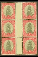1933-48 1d Grey & Carmine, Perf.13½x14 Gutter Block Of 6, Watermark Upright, SG 56d, Never Hinged Mint. For More Images, - Non Classés