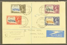 1935 Silver Jubilee Complete Set, SG 21/24, Fine Used On Registered Air Cover To London, Mbabane Cds's.  For More Images - Swasiland (...-1967)