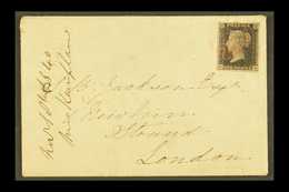 1840 (18 Nov) Env To 1 New Inn, Strand Bearing 1d Black 'CG' Plate 7 With 4 Margins Tied Light Red MC Cancellation. Clea - Unclassified