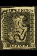 1840 1d Black Inverted Watermark, SG 2Wi, Check Letters "E-E" Plate 3 With Black Maltese Cross Cancellation, 2 Clear Mar - Unclassified