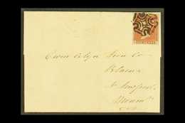 1841 (10 Jun) EL From Bristol To Newport, Monmouth Bearing 1d Red- Brown 'QF' From BLACK PLATE 2 With 4 Margins Tied By  - Altri & Non Classificati