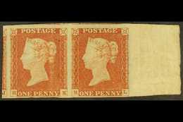 1841 1d Red- Brown 'RK - RL' PAIR (SG 8) Mint Large Part OG With 4 Large Margins Including Full Sheet Selvage At Right.  - Autres & Non Classés