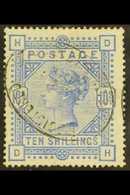 1883-84 10s Ultramarine, SG 183, Used With Lovely Oval Registered Pmk, A Couple Of Pulled Perfs At Base. Attractive, Cat - Altri & Non Classificati