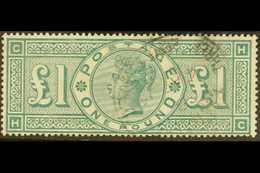 1887-92 £1 Green, Wmk Crowns, SG 212, Used With Single Light Registered Oval Pmk & Lovely Fresh Appearance, Cat £800 For - Other & Unclassified