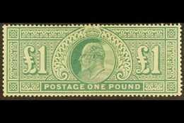 1902-10 £1 Dull Blue- Green De La Rue, SG 266, Never Hinged Mint, On Reverse A Single Lightly Toned Perf. Fresh & Attrac - Unclassified