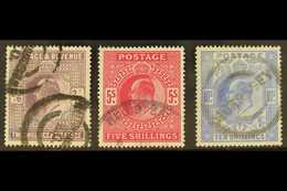 1902-10 2s6d, 5s & 10s KEVII High Values, SG 262-265, Good Used. (3 Stamps) For More Images, Please Visit Http://www.san - Non Classificati