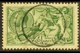 1913 £1 Green Waterlow Seahorse, SG 403, Very Fine Used, Well- Centered With Full Perfs & Bright Fresh Colour. For More  - Non Classés