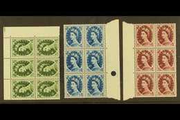 1952-54 Watermark Tudor Crown 9d, 10d, And 11d, SG 526/528, In Superb Never Hinged Mint Marginal BLOCKS OF SIX. (18 Stam - Other & Unclassified