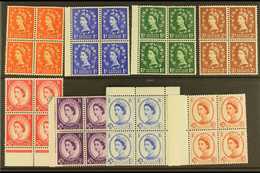 1958-61 Wilding Graphite Set Complete, SG 587/94, Never Hinged Mint BLOCKS OF FOUR (8 X Blocks 4 = 32 Stamps) For More I - Autres & Non Classés