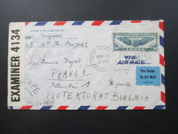 USA 1940 Flugpostmarke Nr. 450 1. Transatlantikflug. Nach Prag Protektorat Böhmen Und Mähren. OKW Zensur - Storia Postale