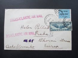 USA 1939 Flugpostmarke Nr. 450 1. Transatlantikflug. Nach Prag Protektorat Böhmen. Lisboa Correio Aereo Portugal - Covers & Documents