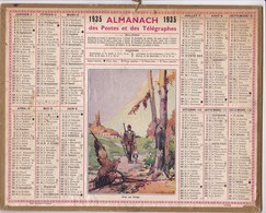 Calendrier 1935  Almanach Des Postes Et Des Télégraphes Illustré Chasseur Et Oiseau Pris Au Piege - Groot Formaat: 1921-40