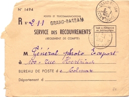 Cote D Ivoire Lettre Recommandée En Franchise Service Des Recouvrements Grand Bassam - Brieven En Documenten