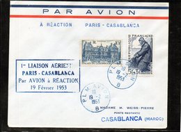 1ere Liaison Aérienne Paris Casablanca 19/02/1953 PLM - 1960-.... Briefe & Dokumente